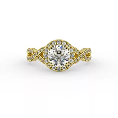Zoey Twist Style Halo Engagement Ring