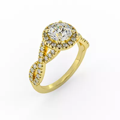 Zoey Twist Style Halo Engagement Ring