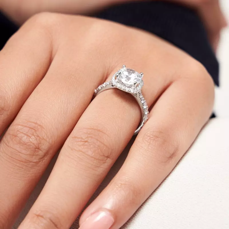 18K White Gold Riley Halo Engagement Ring