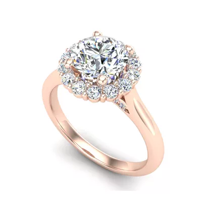 Aria Floral Halo Engagement Ring