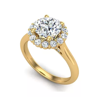 Aria Floral Halo Engagement Ring