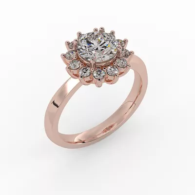 Lia Sunburst Halo Engagement Ring