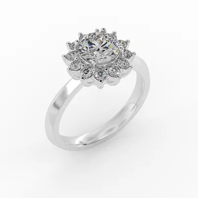 Lia Sunburst Halo Engagement Ring
