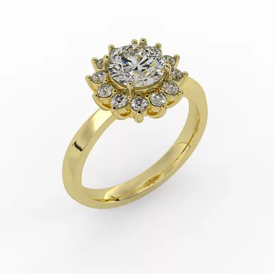 Lia Sunburst Halo Engagement Ring