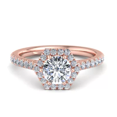 Lily Hexagon Frame Halo Engagement Ring
