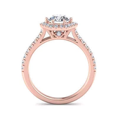 Lily Hexagon Frame Halo Engagement Ring