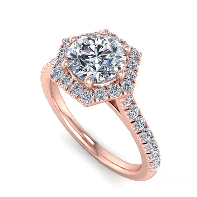Lily Hexagon Frame Halo Engagement Ring