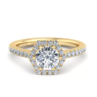 Lily Hexagon Frame Halo Engagement Ring
