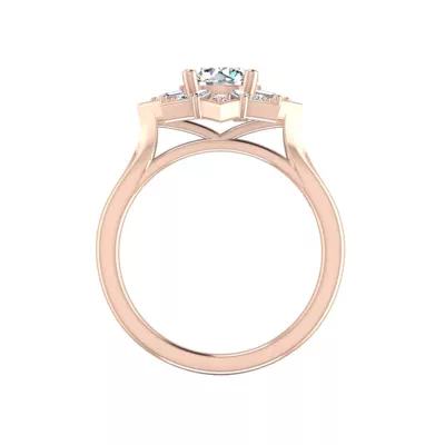 Journey Starburst Halo Engagement Ring