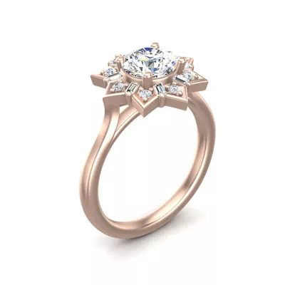 Journey Starburst Halo Engagement Ring