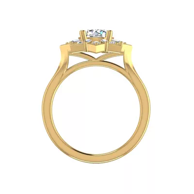 Journey Starburst Halo Engagement Ring