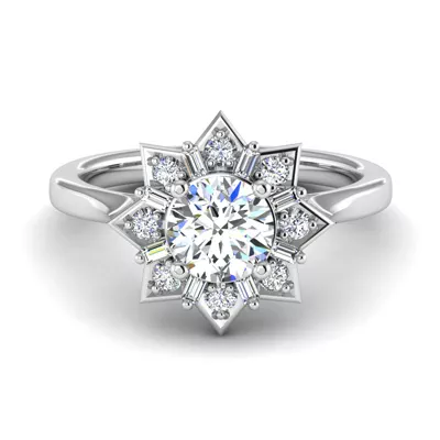 Journey Starburst Halo Engagement Ring