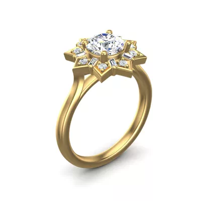 Journey Starburst Halo Engagement Ring
