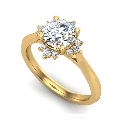 Saylor Burst Halo Engagement Ring