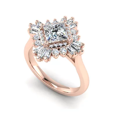 Delaney Ballerina Style Halo Engagement Ring