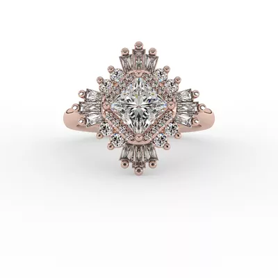 Delaney Ballerina Style Halo Engagement Ring