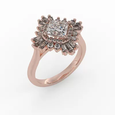 Delaney Ballerina Style Halo Engagement Ring