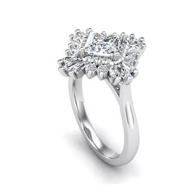 Delaney Ballerina Style Halo Engagement Ring
