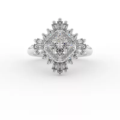 Delaney Ballerina Style Halo Engagement Ring