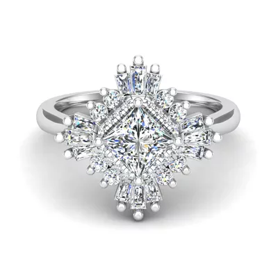 Delaney Ballerina Style Halo Engagement Ring