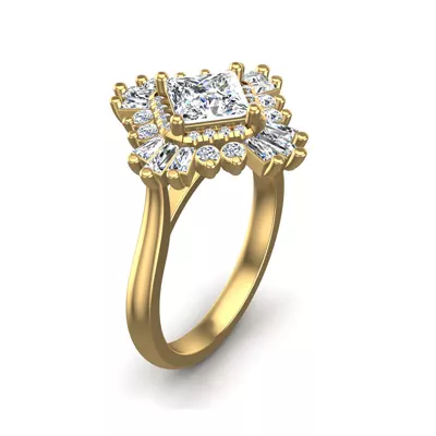 Delaney Ballerina Style Halo Engagement Ring