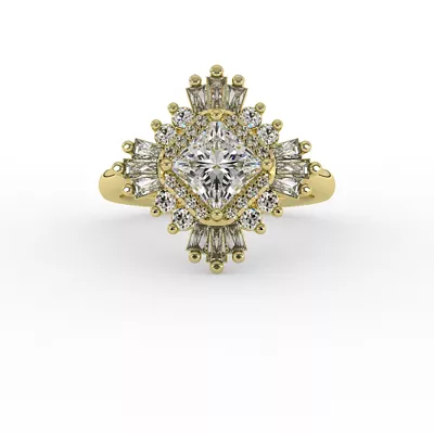 Delaney Ballerina Style Halo Engagement Ring