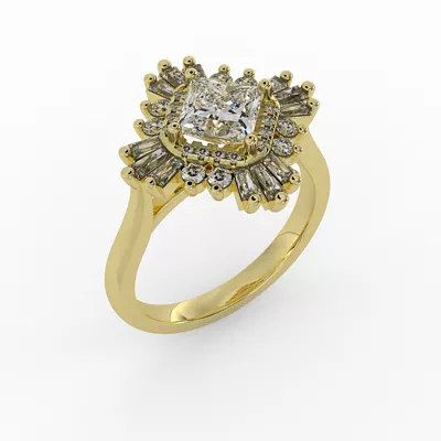 Delaney Ballerina Style Halo Engagement Ring