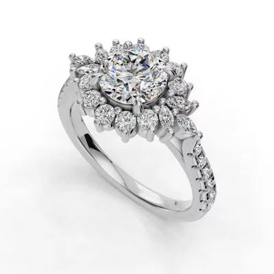 Michelle Round And Marquise Halo Engagement Ring
