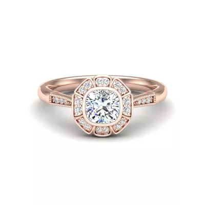 Kaylani Floral Halo Engagement Ring