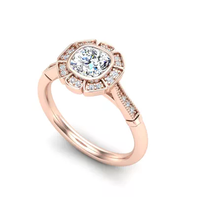 Kaylani Floral Halo Engagement Ring