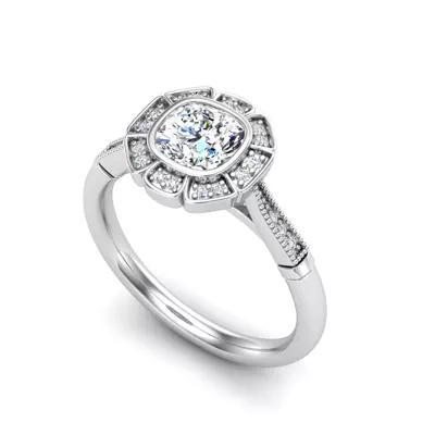 Kaylani Floral Halo Engagement Ring