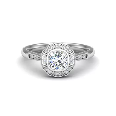 Kaylani Floral Halo Engagement Ring
