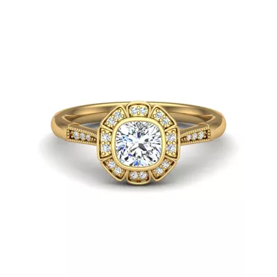 Kaylani Floral Halo Engagement Ring