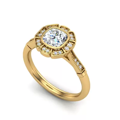 Kaylani Floral Halo Engagement Ring