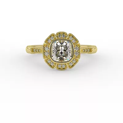 Kaylani Floral Halo Engagement Ring
