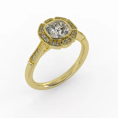 Kaylani Floral Halo Engagement Ring