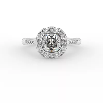 Kaylani Floral Halo Engagement Ring