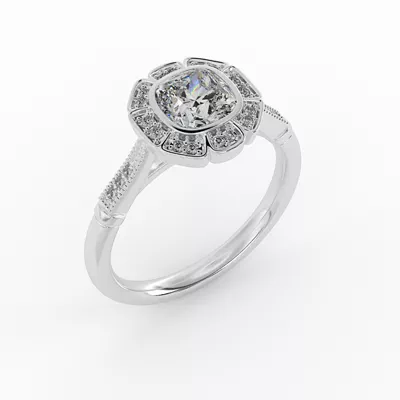 Kaylani Floral Halo Engagement Ring
