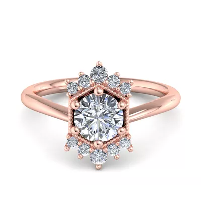 Mackenzie Half Halo Beaded Engagement Ring