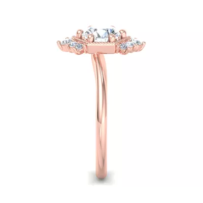 Mackenzie Half Halo Beaded Engagement Ring