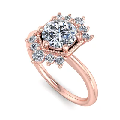Mackenzie Half Halo Beaded Engagement Ring