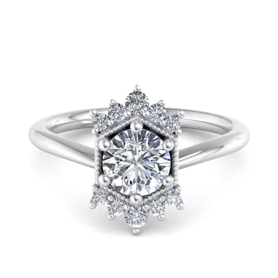Mackenzie Half Halo Beaded Engagement Ring