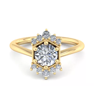 Mackenzie Half Halo Beaded Engagement Ring
