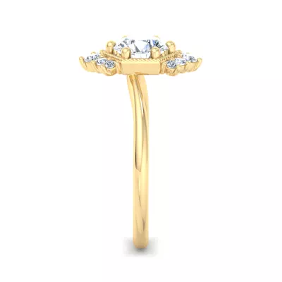 Mackenzie Half Halo Beaded Engagement Ring