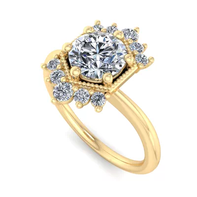 Mackenzie Half Halo Beaded Engagement Ring