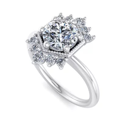 Mackenzie Half Halo Beaded Engagement Ring