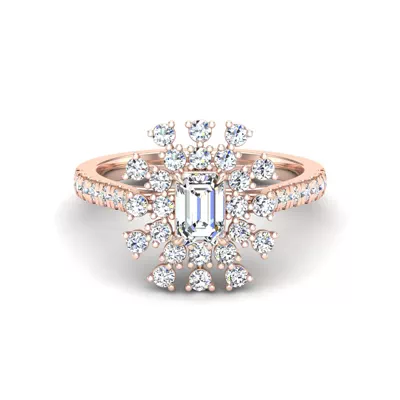 Janet Snowflake Halo Engagement Ring
