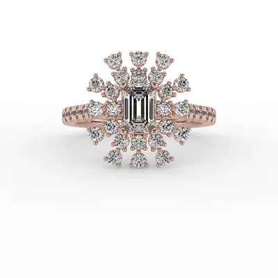 Janet Snowflake Halo Engagement Ring