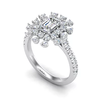 Janet Snowflake Halo Engagement Ring