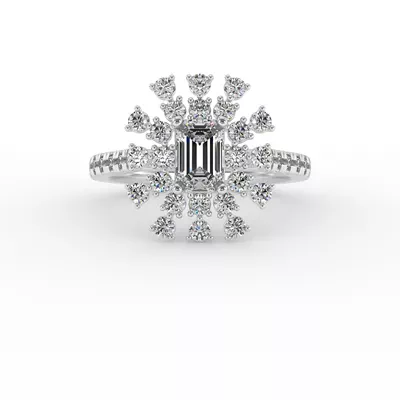 Janet Snowflake Halo Engagement Ring